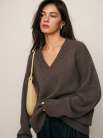 Jadey Cashmere Oversized V-neck Sweater at Reformation